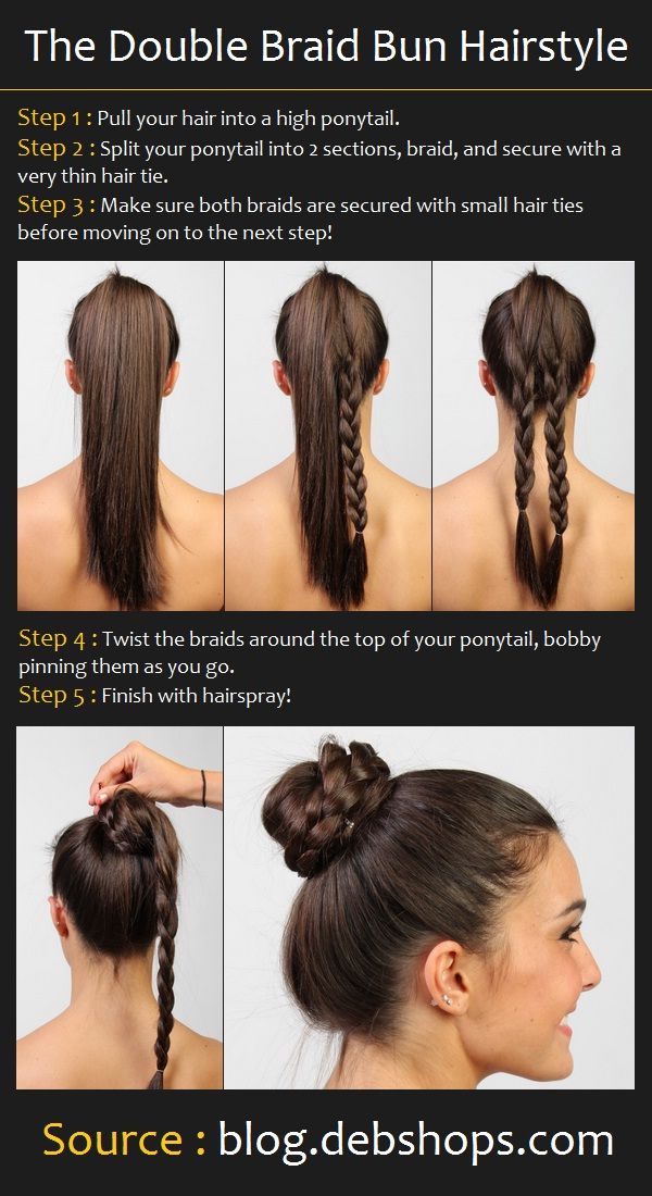 Sleek Double Braid Bun Hairstyle