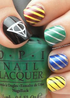 Striped Harry Potter Nail Design