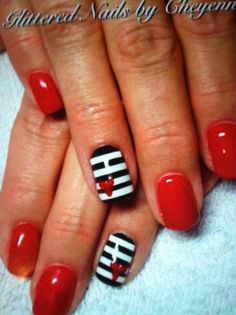 Striped Red Nails