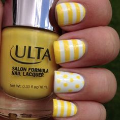 Striped Yellow Nail Design