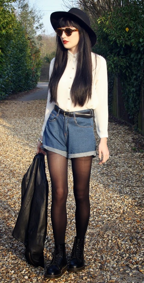 White Blouse and Denim Shorts for Fall 2014