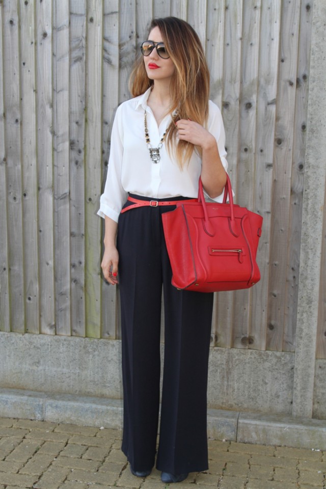 White Blouse with Black Palazzo