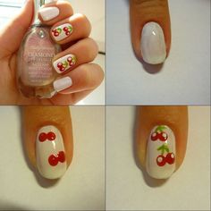 White Cherry Nail Design