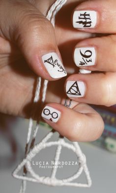 White Harry Potter Nail Design