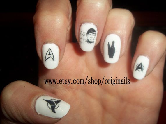 White Star Trek Nail Design