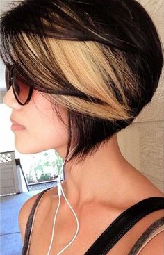 Black Bob Haircut With Blonde Highlights