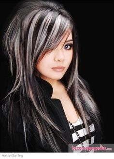 Black Straight Hair With Blonde Highlights