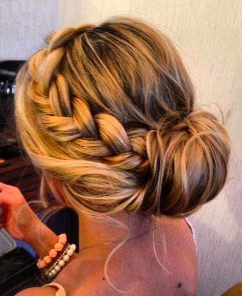 Braided Side Bun Hairstyle for Women with Thick Hair