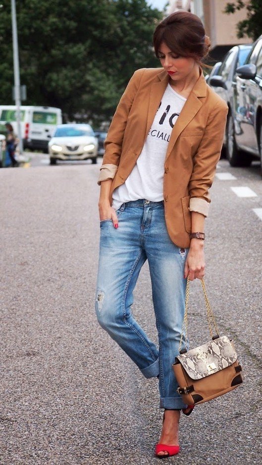 Brown Blazer with Jeans