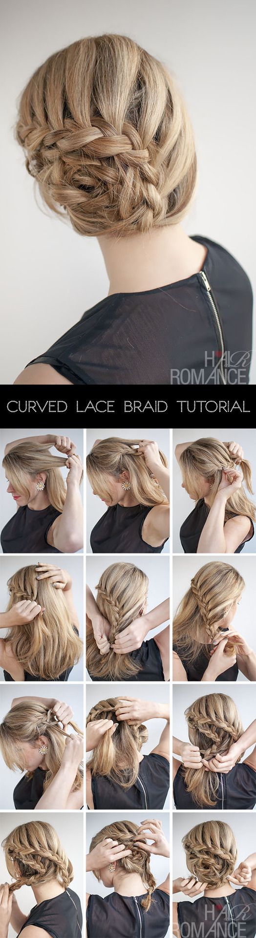 Curved Lace Braided Updo Hairstyle Tutorial