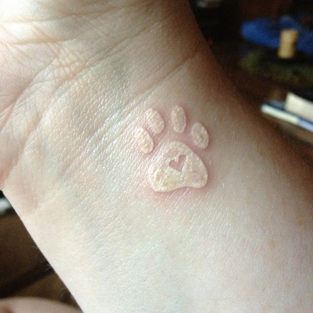 Cute White Dog Paw Tattoo