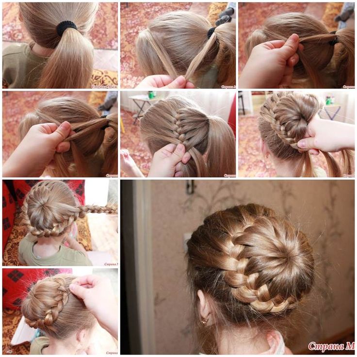 Flower Braided Bun Hairstyle