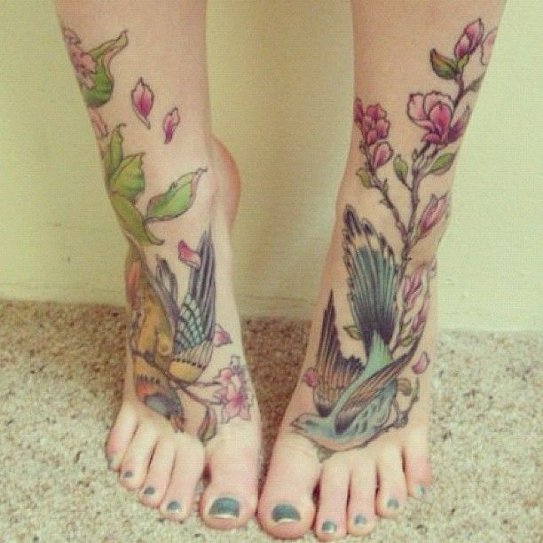 Flower and Bird Tattoo