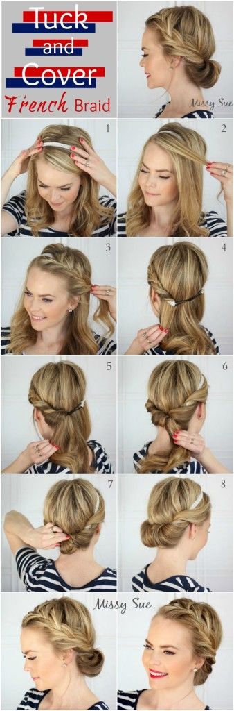 French Braided Updo Hairstyle with a Headband