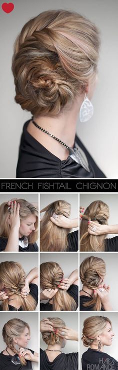French Fishtail Braid Updo Hairstyle