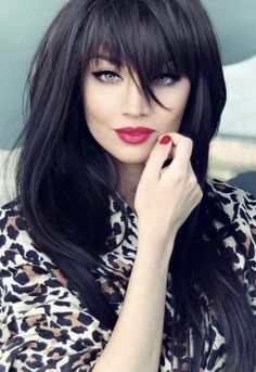 Long Dark Hairstyles With Bangs