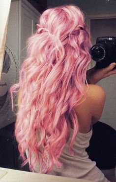 Long Wavy Pink Hairstyle