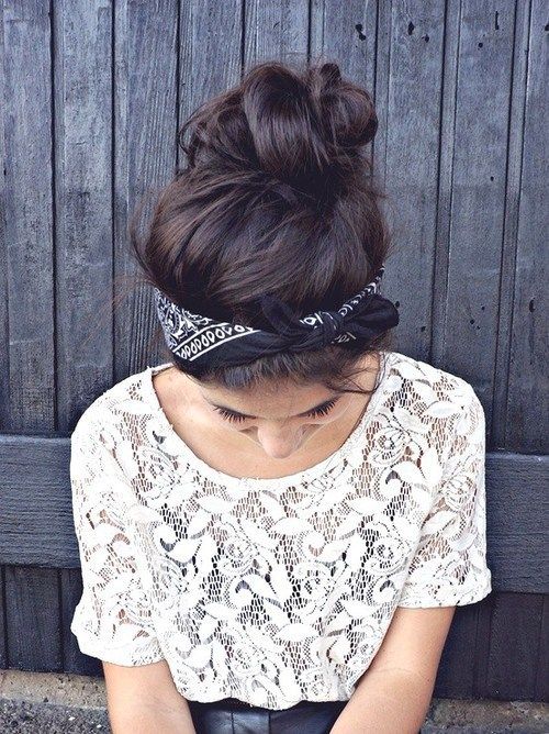 Loose Updo with a Bandana