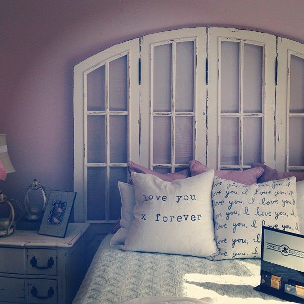 Old Windows as Headboard