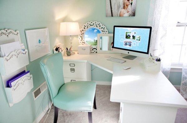 Pale Blue Home Office