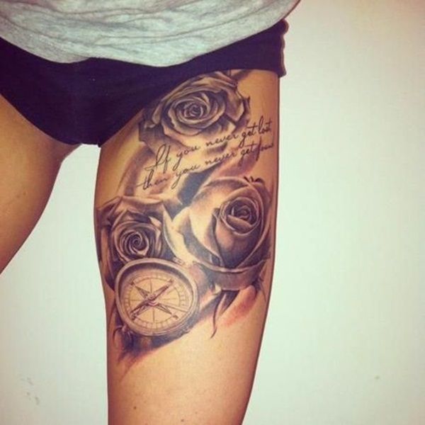 Pretty Thigh Tattoos For Females