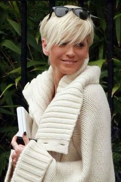 Short Shaggy Platinum Blond Hairstyle