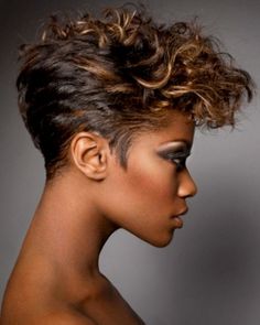 Short Wavy Ombre Haircut for African American Women