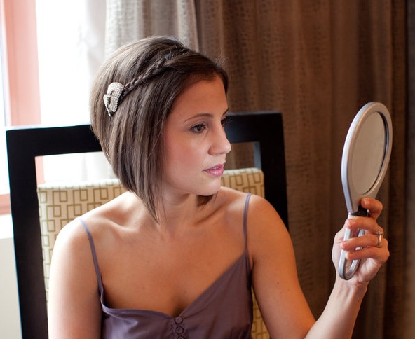 Short Wedding Hairstyle With Braided Bangs