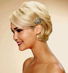 Sleek Short Wedding Hairstyle With Side Bangs