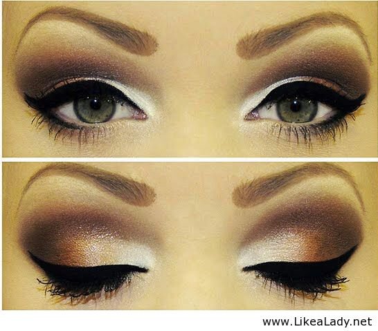 Stunning Bronze Eye Makeup Idea for Green Eyes
