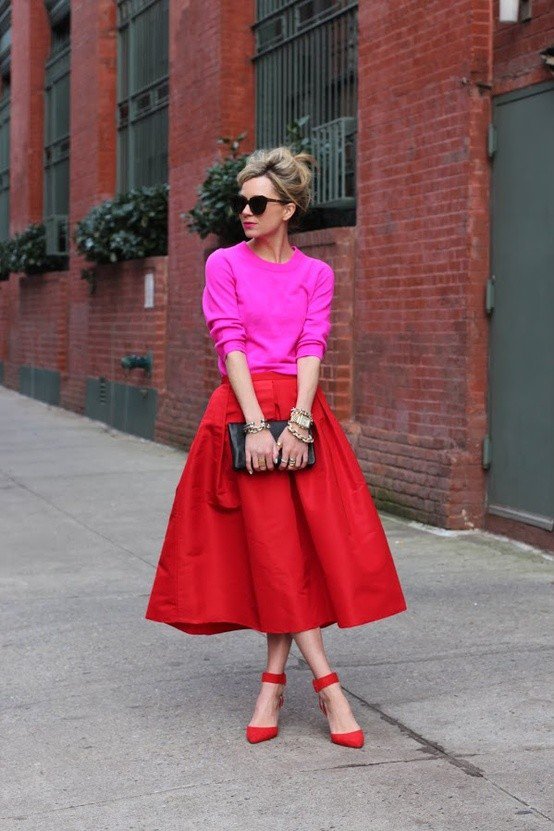Sweet Pink and Red Outfit Idea