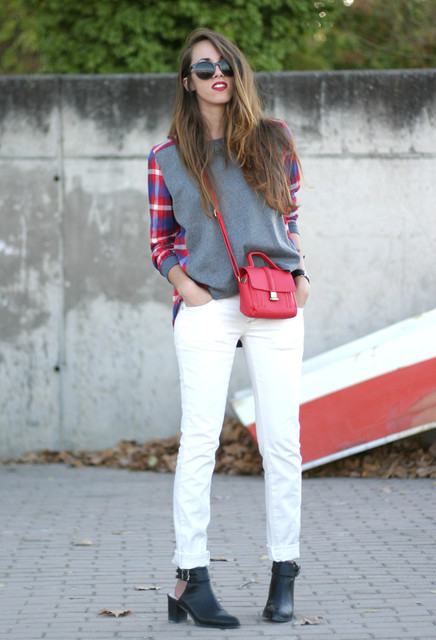 Tartan Sweatshirt Outfit for Fall