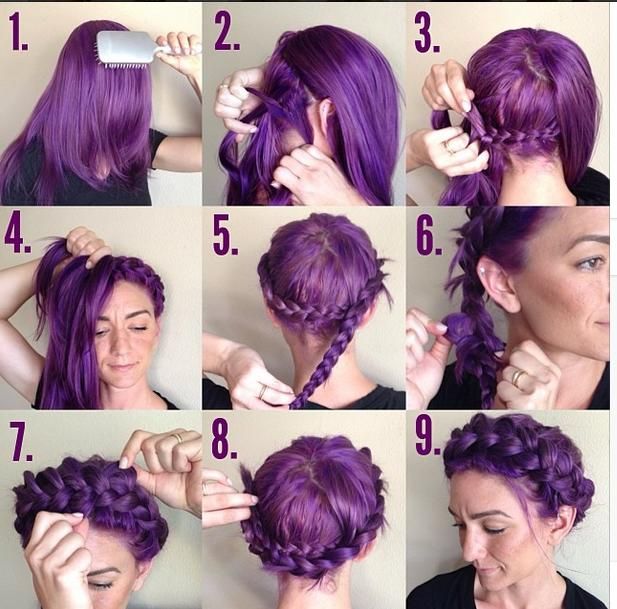 Trendy Braided Crown for Purple Hair