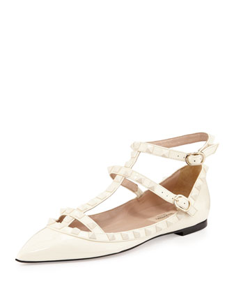 Valentino Rockstud Cage Patent Ballerina Flat