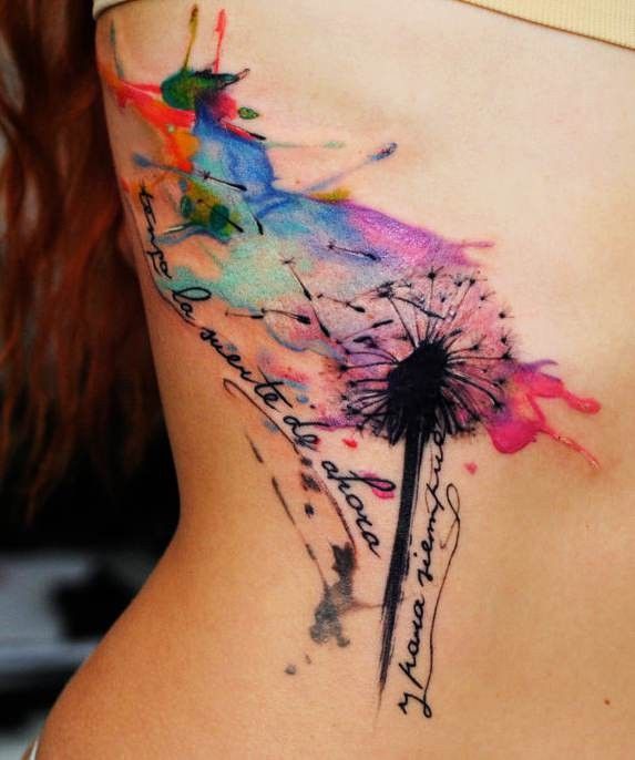 Watercolor Dandelion Tattoo