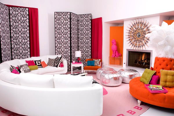 White Sofa with Colorful Pillows