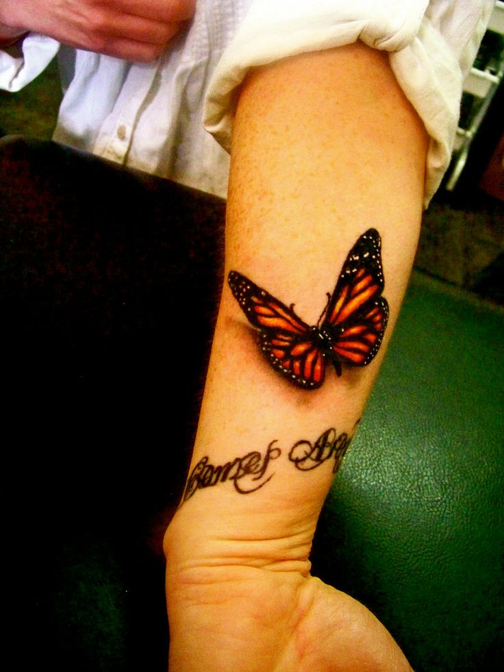 3d red butterfly tattoo with name