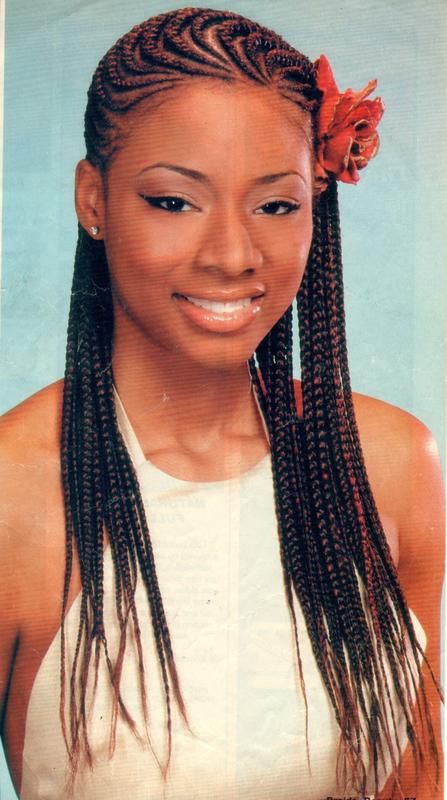 African Hair Braiding Style With Flower