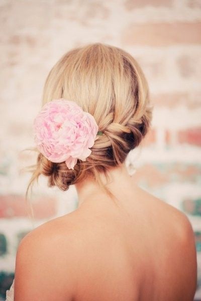 Bridesmaid Hairstyle With Flower for Long Hair