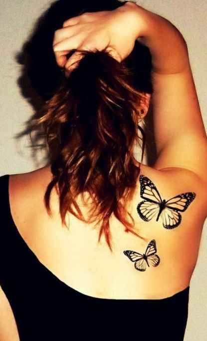 Butterfly Tattoos on Shoulder Blade