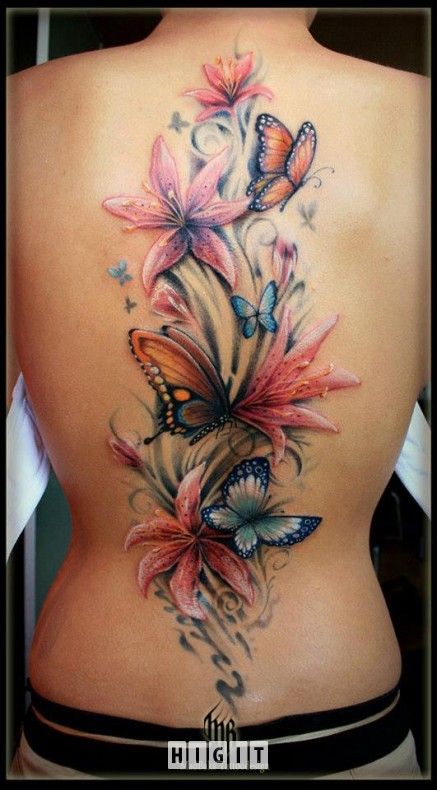 Butterfly and Flower Tattoo