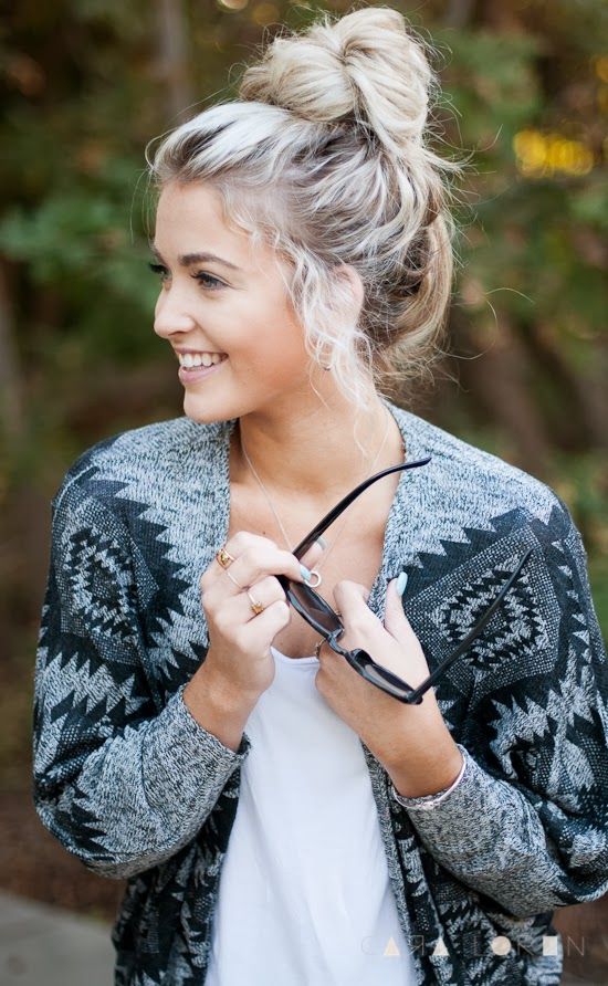 Chic Top Knot Hairstyle for Long Hair