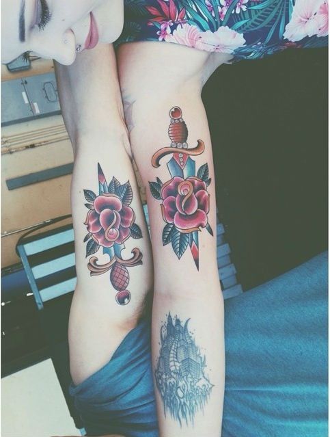 Couple Floral Tattoo