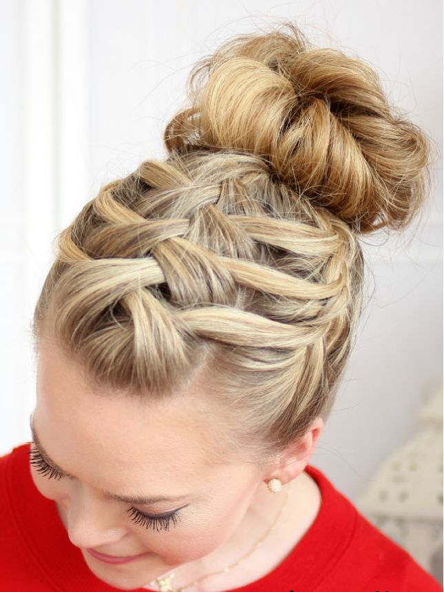 Criss Cross Braided Bun Hairstyle