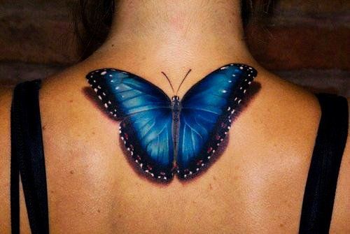 Dark Blue Butterfly Tattoo