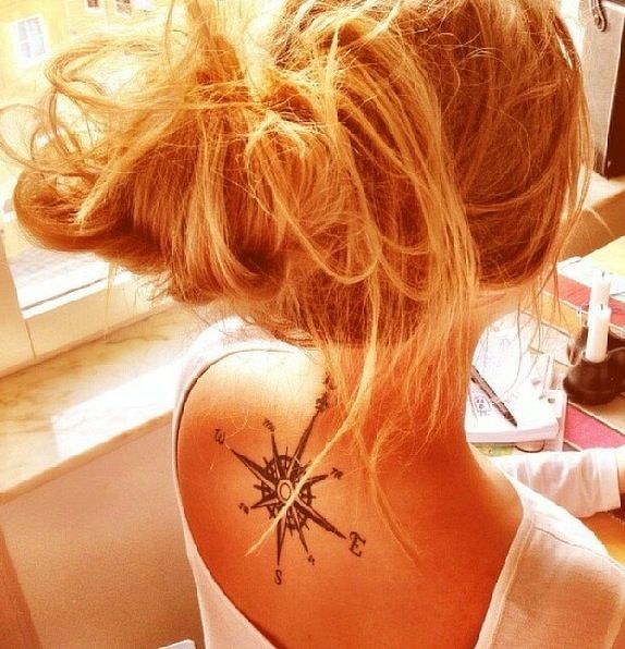Easy Compass Tattoo on Back