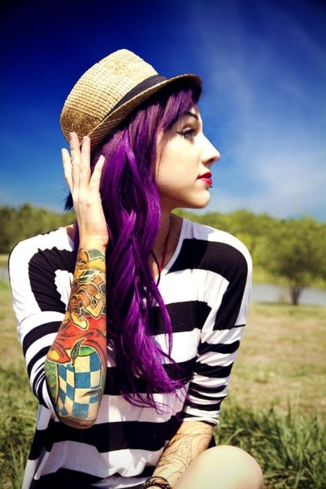 Great Long Wavy Purple Hairstyle