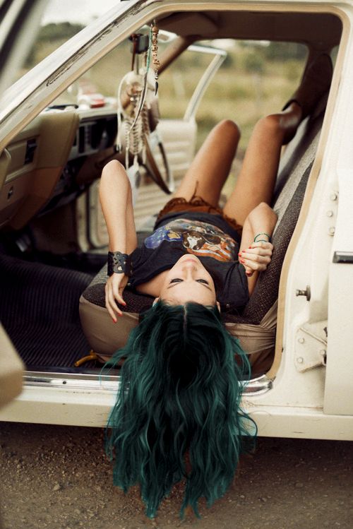 Green Colored Bohemian Hairstyle
