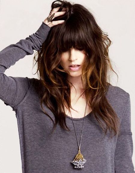 Hairstyle With Bangs and Layers for Long Wavy Hair