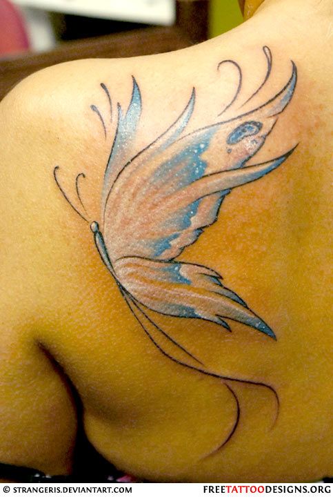 Light Blue Butterfly Tattoo